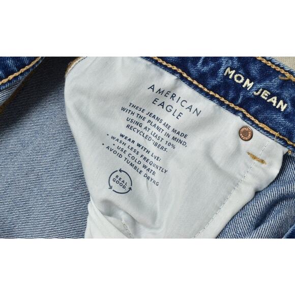 New American Eagle Mom Jean Plus Size 16 Long Medium Wash Distressed - Picture 5 of 5